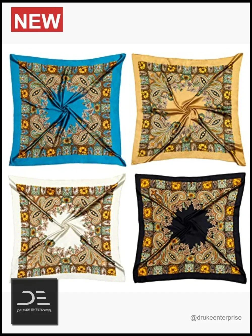 4 Pack Satin Scarf for Women - Silk Like Square Head Wrap Hair Scarf Bandana
